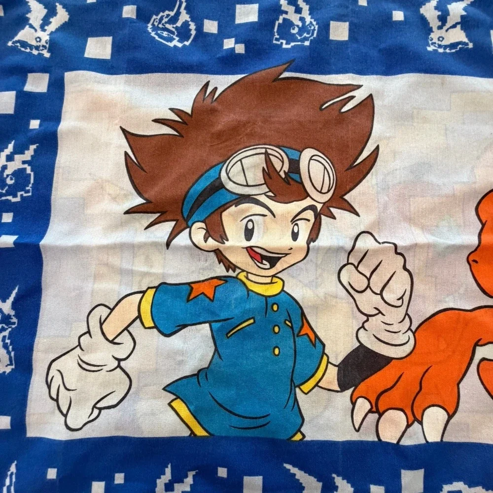 Vintage Digimon Tai Agumon Pillowcase Blue Bedding Y2K 90s